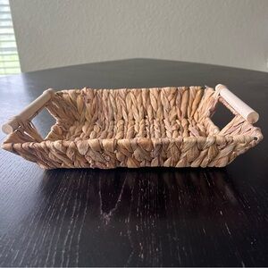Woven Rectangular Basket with Handles 9x11in